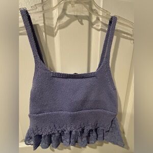 Sweater and lace crop top in beautiful lavender shade.